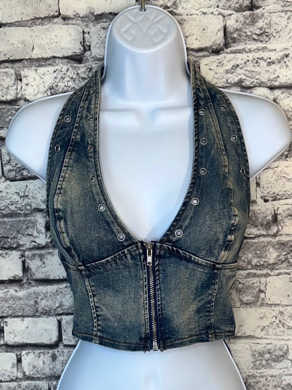 Project/Rebel Denim Halter Top Size S